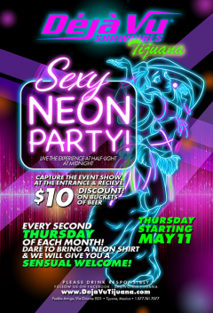 Sexy neon party at a fully nude all inclusive strip club in Tijuana close to the border of San Diego