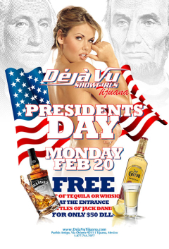 Presidents Day Party at a fully nude all inclusive strip club in Tijuana close to the border of San Diego