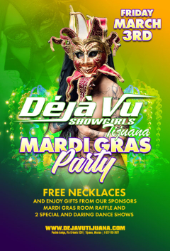 Mardi Gras Party at a fully nude all inclusive strip club in Tijuana Mexico close to the border of San Diego