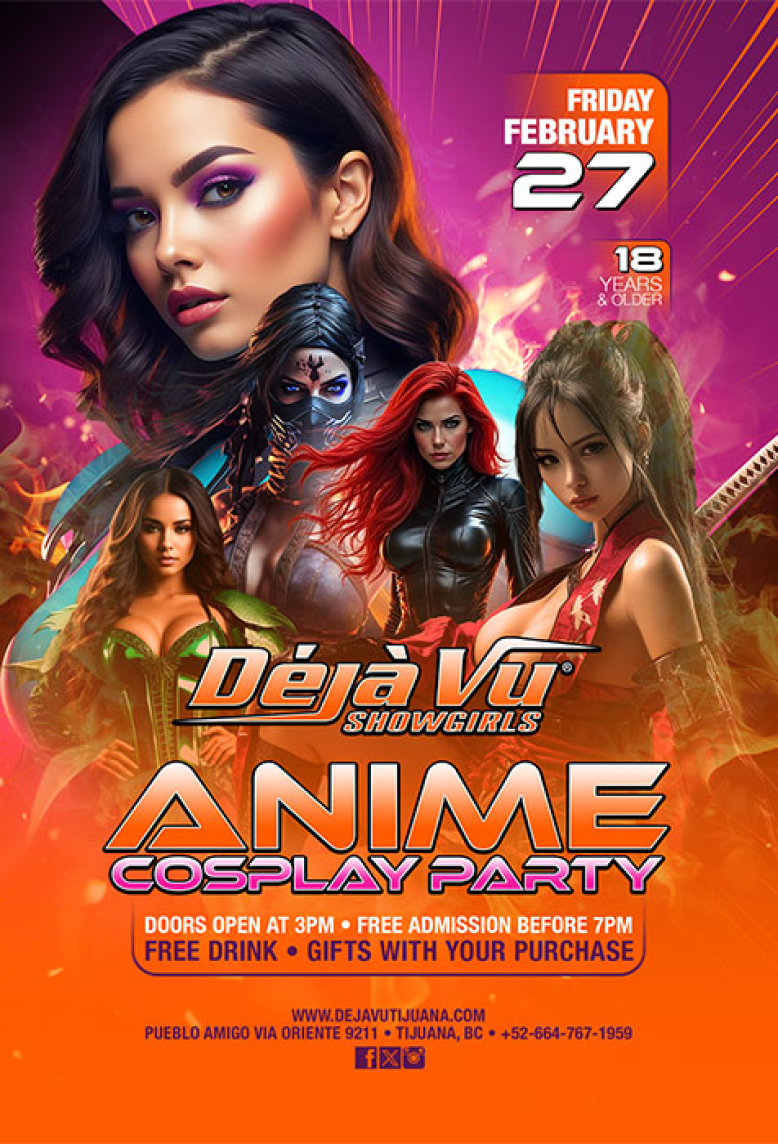 Anime Cosplay Party at a fully nude all inclusive strip club in Tijuana close to the border of San Diego